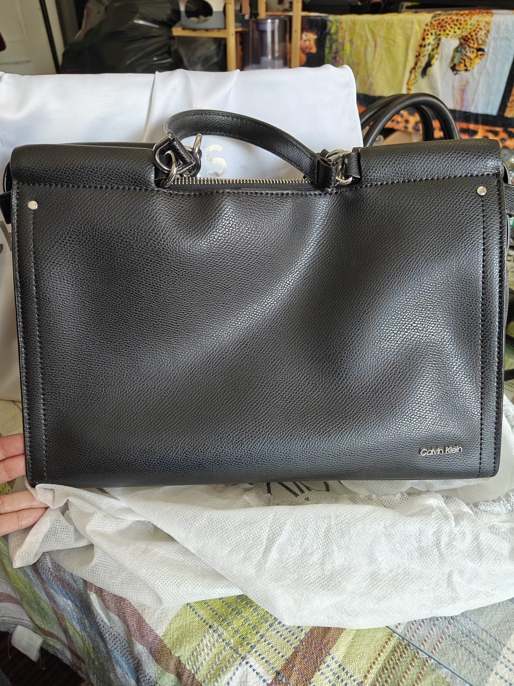 NWT Calvin Klein Black Pebbled Leather Shoulder Bag